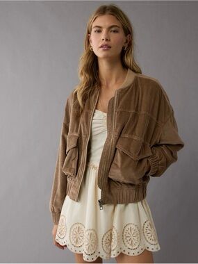 Corduroy Bomber Jacket - Brown